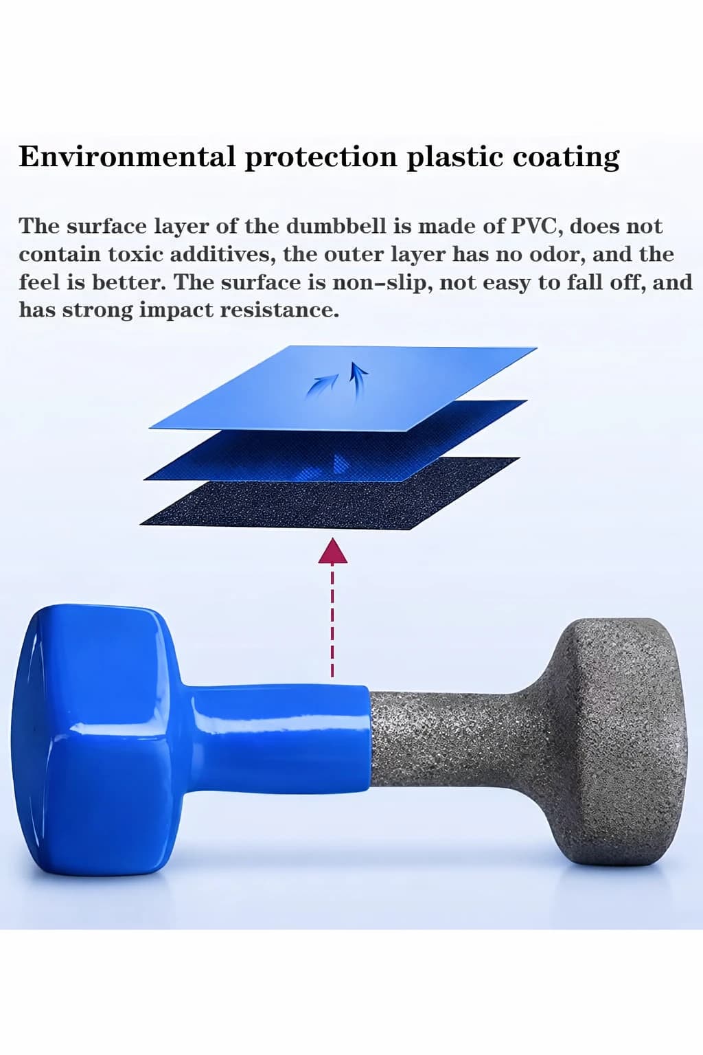 Vinyl-coated iron dumbbell, 1 kg weight, 2-piece set