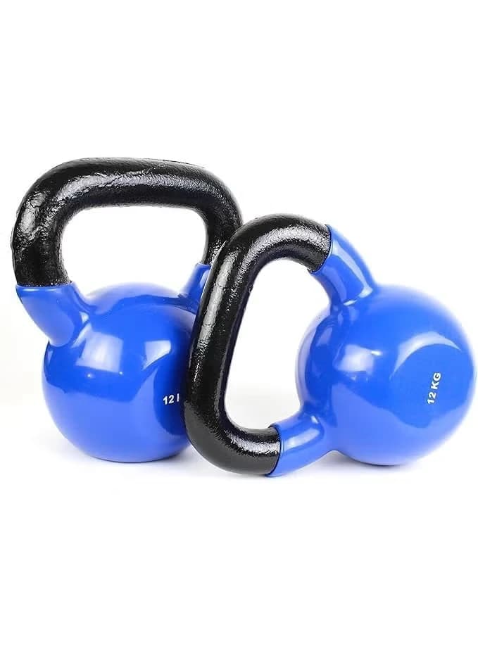 Vinyl-coated kettlebell, made of cast iron for full-body workouts and strength 