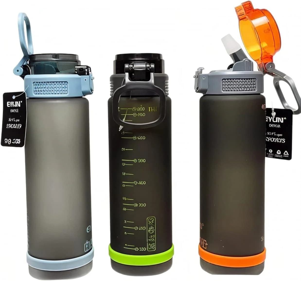 Water Bottle with Flip-Top Lid, 800ml, Graduated Scale, (Multicolor)