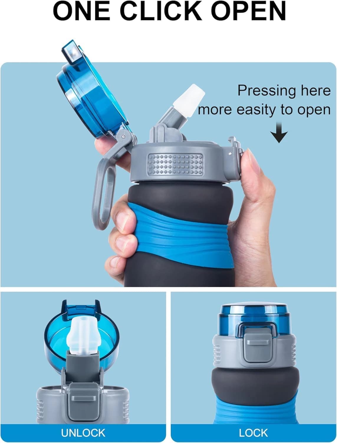 Water Bottle with Straw Leak Proof Sports Water Bottle Fitness Water Bottle 