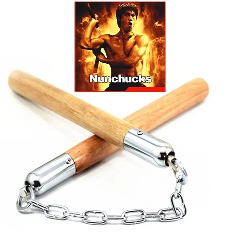Wooden Nunchaku for Karate Training Nunchucks with Steel Chain for Kids 