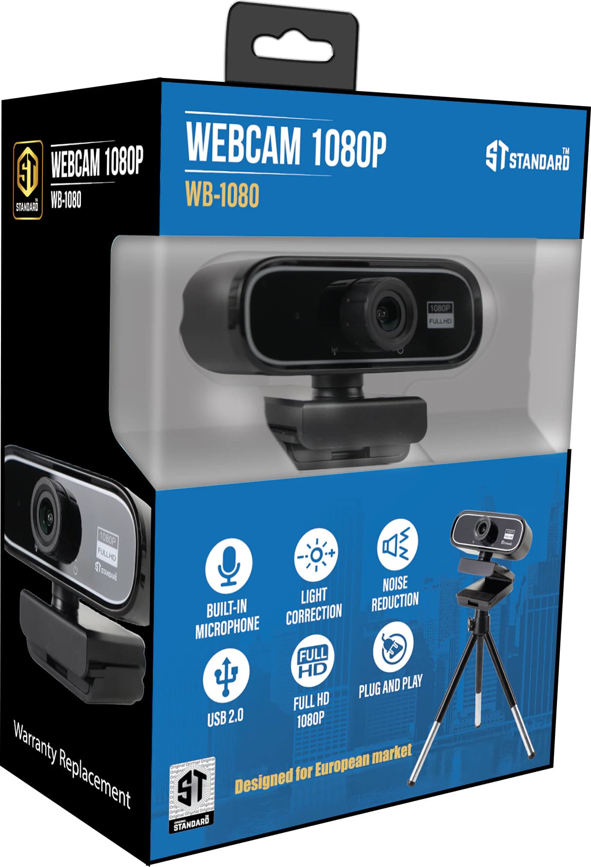 ST-Standard WB1080 Full HD 1080P Webcam with Microphone USB Plug Play Webcam