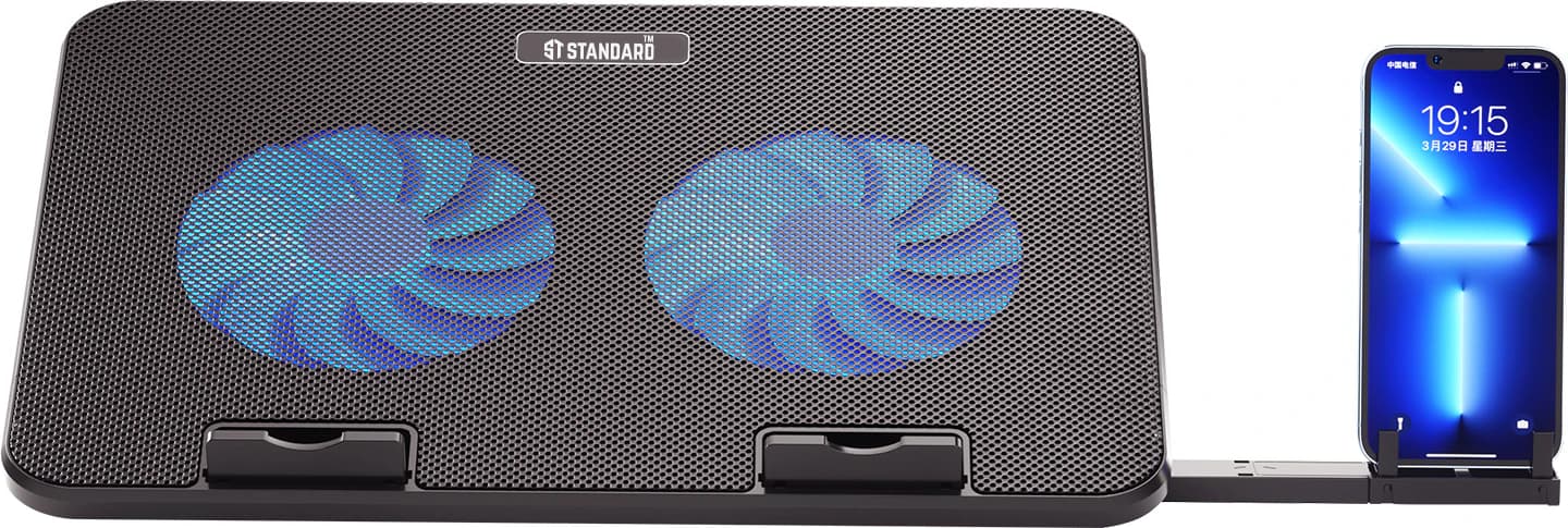 ICE-02 Laptop Cooler with Dual 125mm Fans LED Lighting Fits Up to 15.6 Laptops