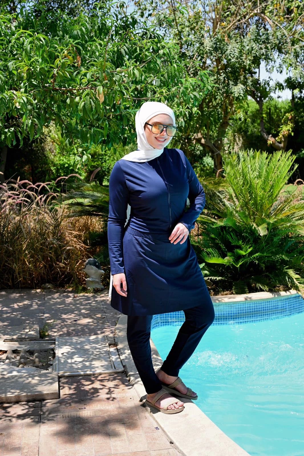 Marine Navy Blue Modest Swimsuit with Leggings