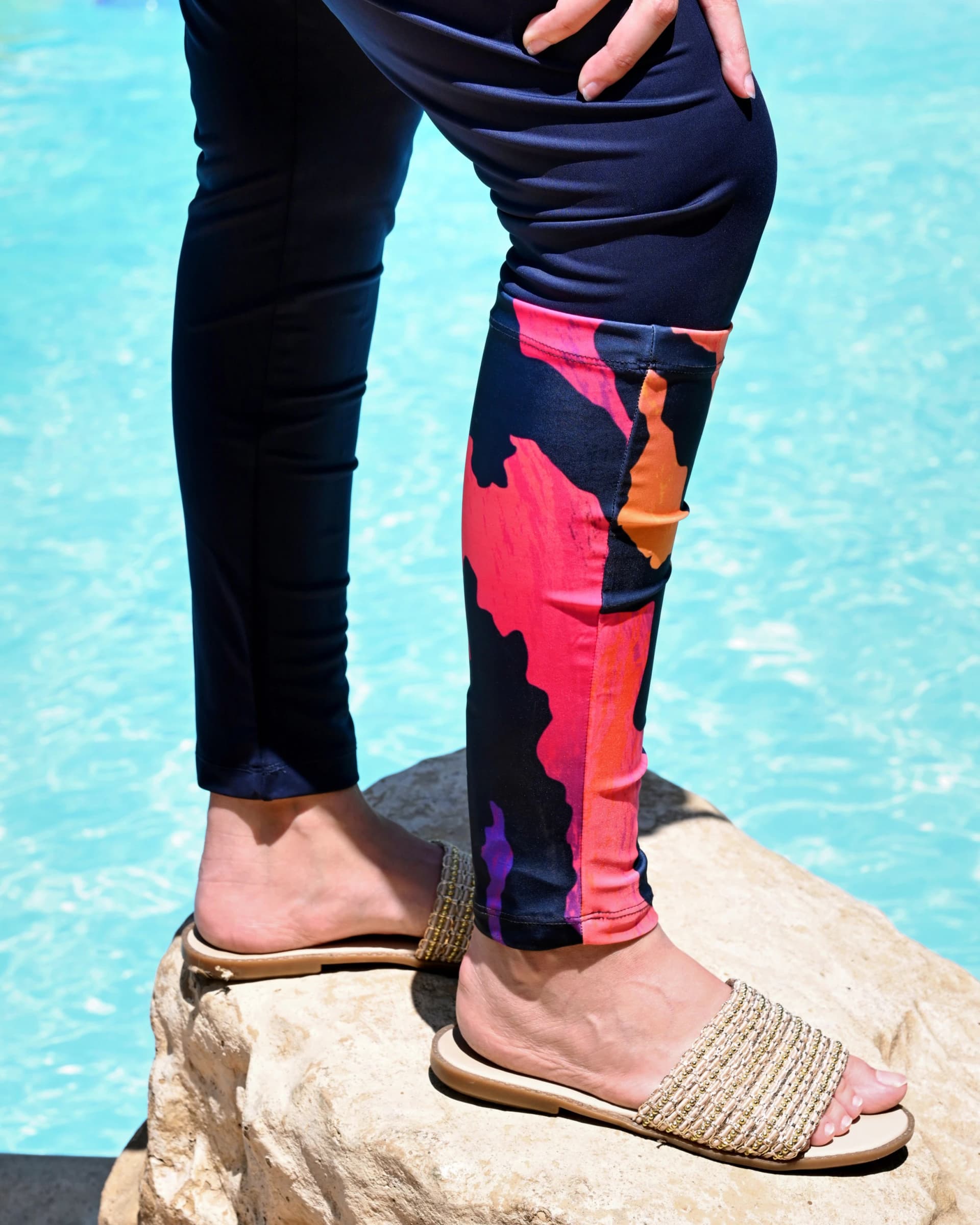 seabreeze Colorful Modest Swimsuit with Navy Leggings