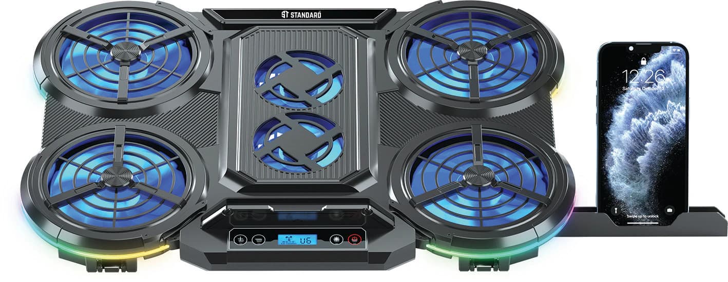 Cooler Laptop St ICE08 with 6 high-performance fans, and RGB lighting
