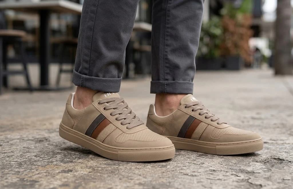 Men's casual shoes made of genuine leather and suede