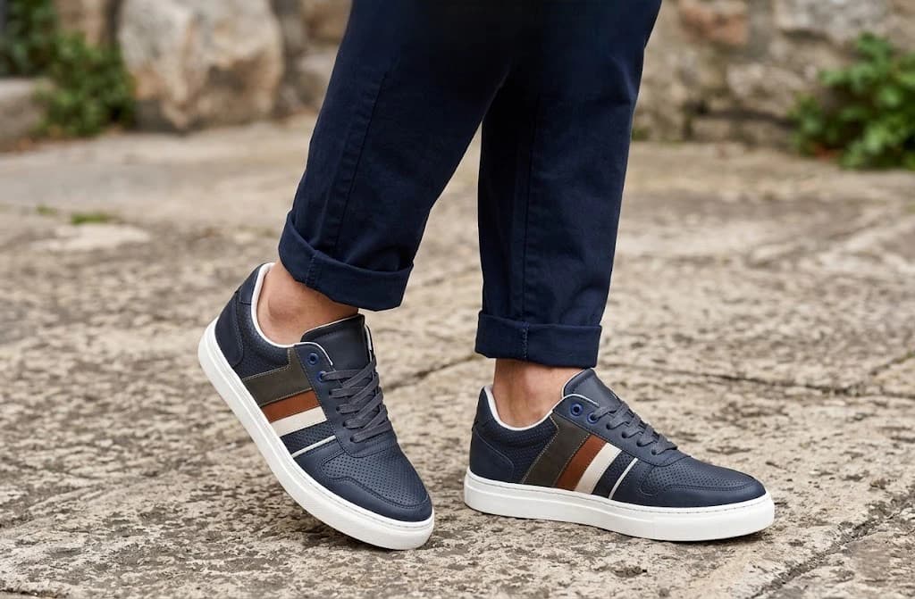 Men's casual shoes made of genuine leather and suede