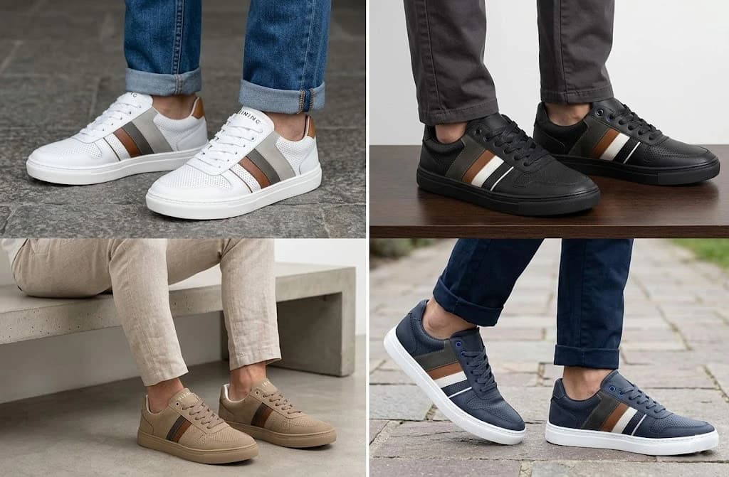 Men's casual shoes made of genuine leather and suede