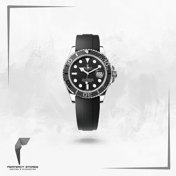 Rolex Yacht‑Master Silver Black Dial Oyster Rubber - Master Copy