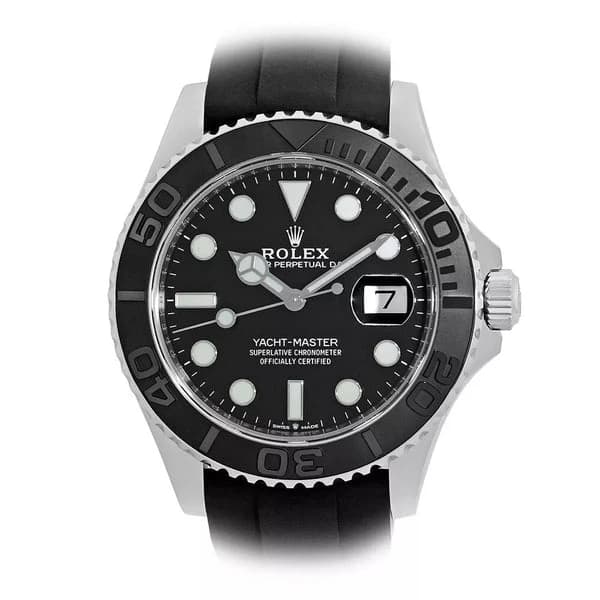 Rolex Yacht‑Master Silver Black Dial Oyster Rubber - Master Copy