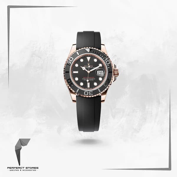 Rolex Yacht‑Master Rose Gold Black Dial Oyster Rubber - Master Copy