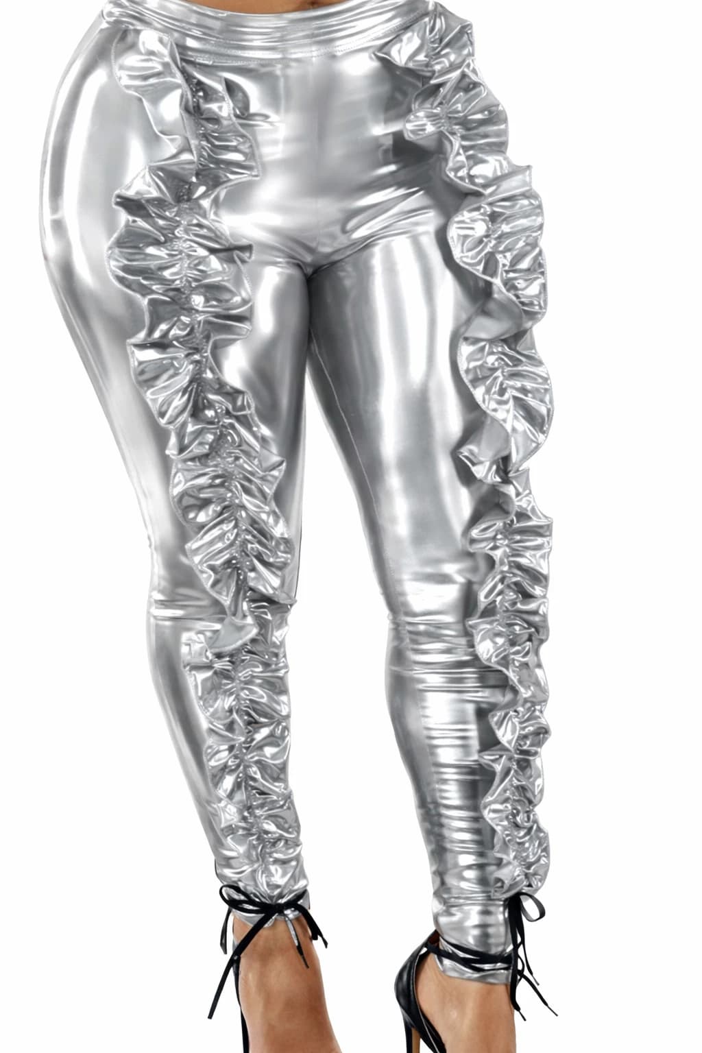 Skinny Women's Silver Leather Pants