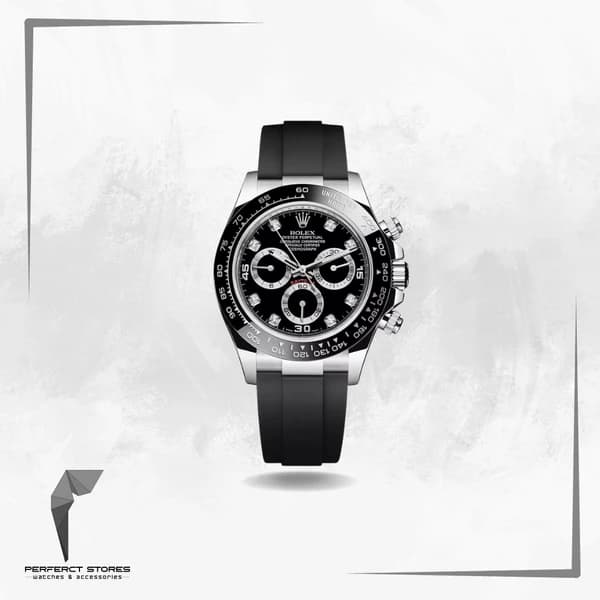 Rolex Daytona Black Diamond Dial With Rubber Strap - Master Copy