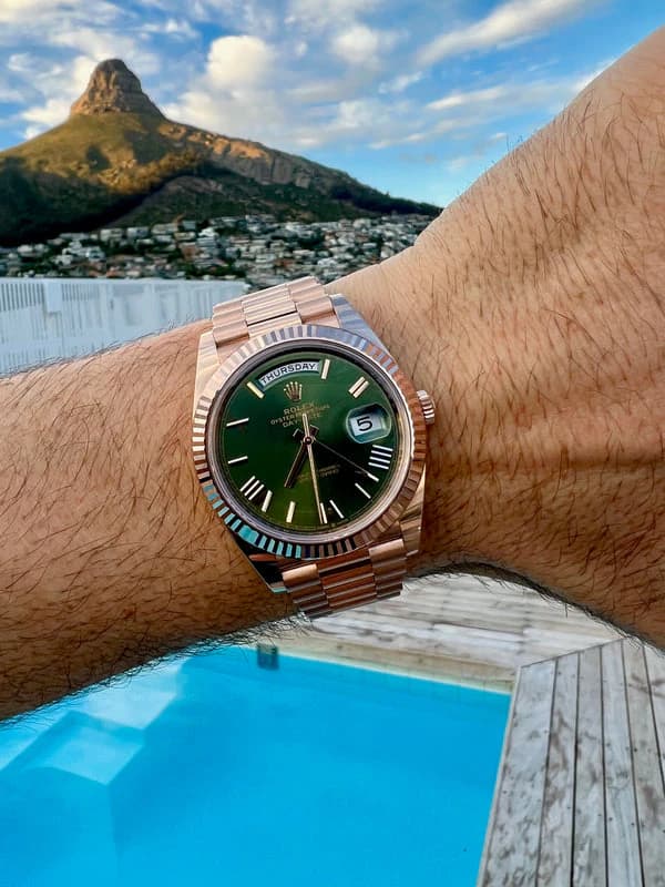Rolex Day Date President Rose Gold Olive Dial - Master Copy