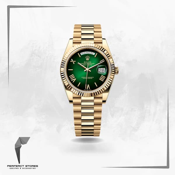 Rolex Day-Date Yellow Gold Green Ombre Roman Numeral Dial - Master Copy