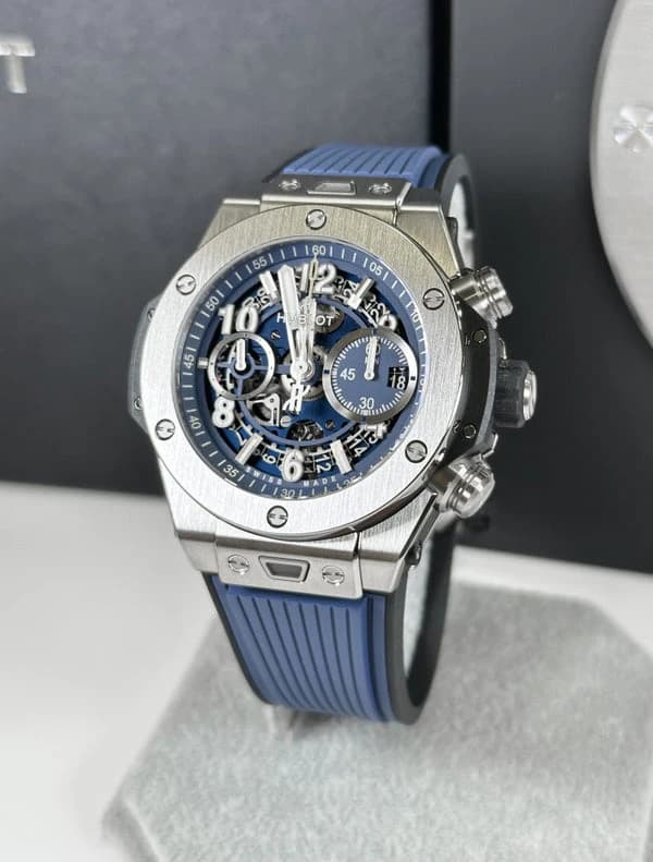 Hublot Watch Big Bang Blue Rubber Strap 44mm - Master Copy
