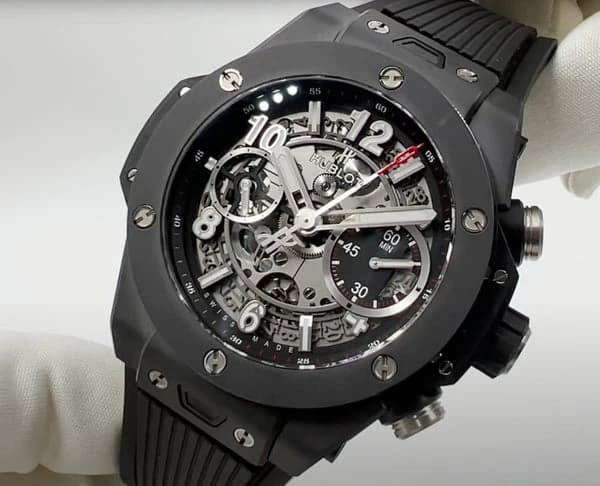 Hublot Watch Big Bang Full Black Rubber Strap 44mm - Master Copy