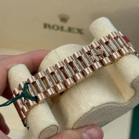 Rolex Day-Date Rose Gold White Roman Dial Women - Master Copy