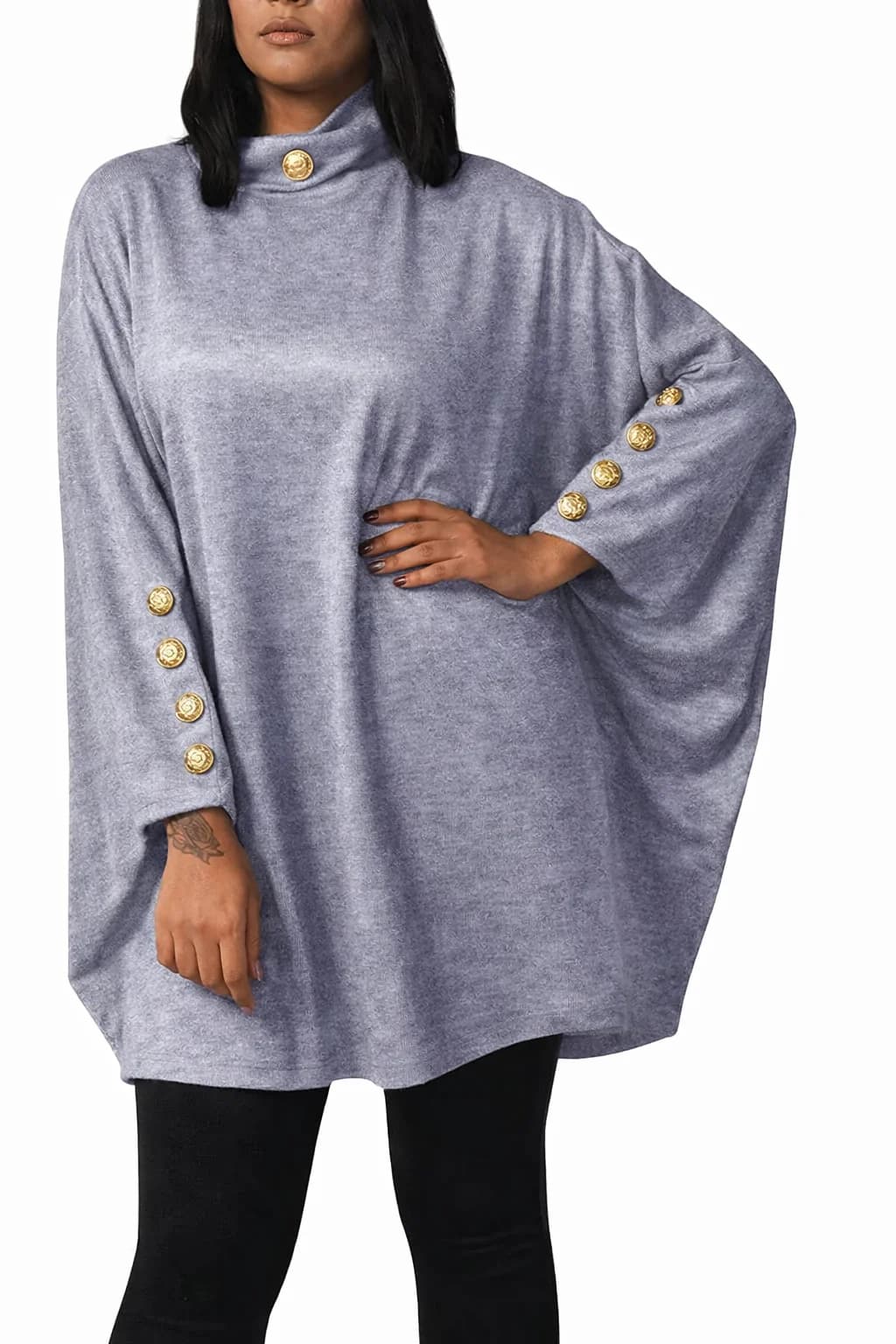 Women Batwing Cotton Sweatshirt – Gray