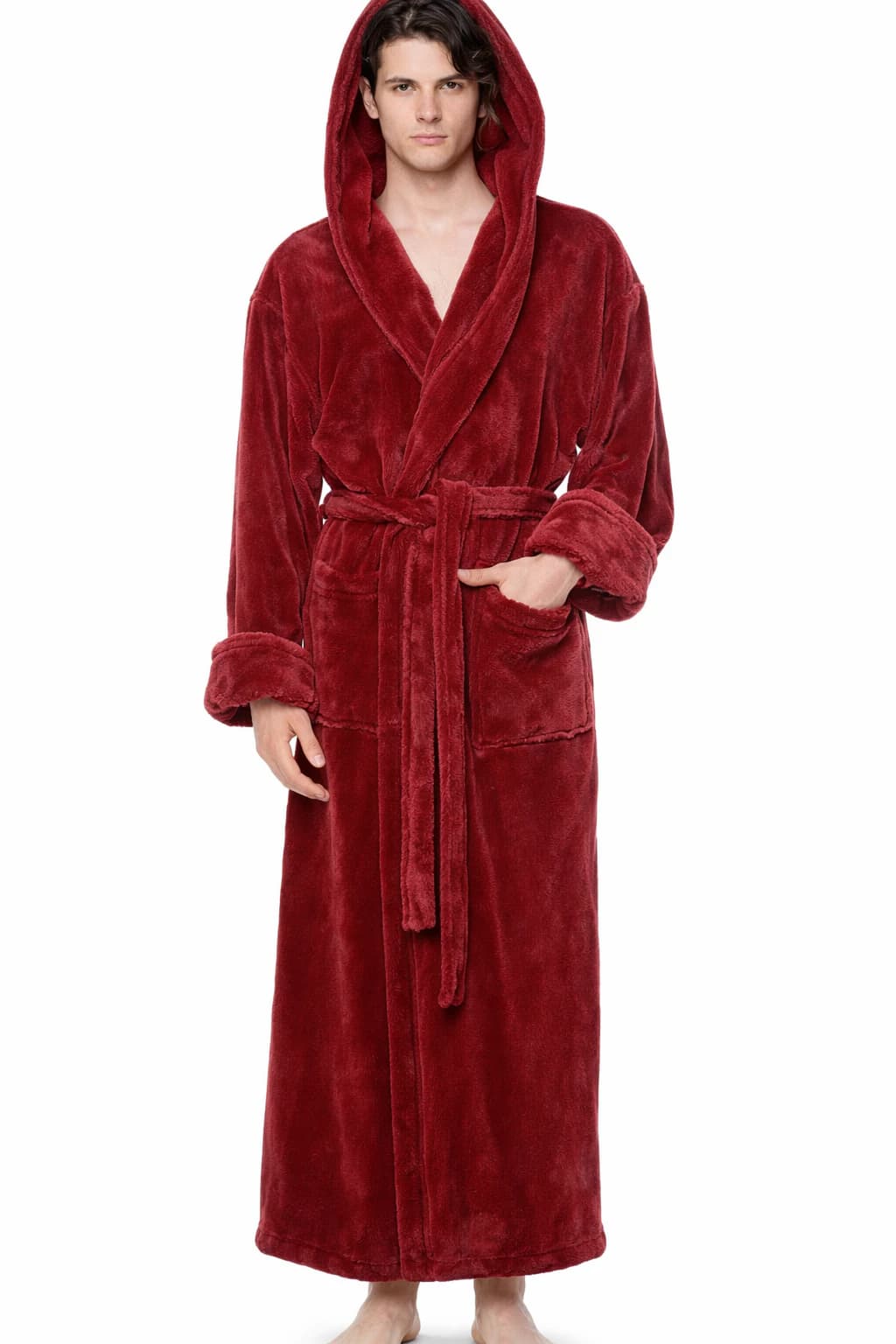 Robe with long sleeves for men from fur