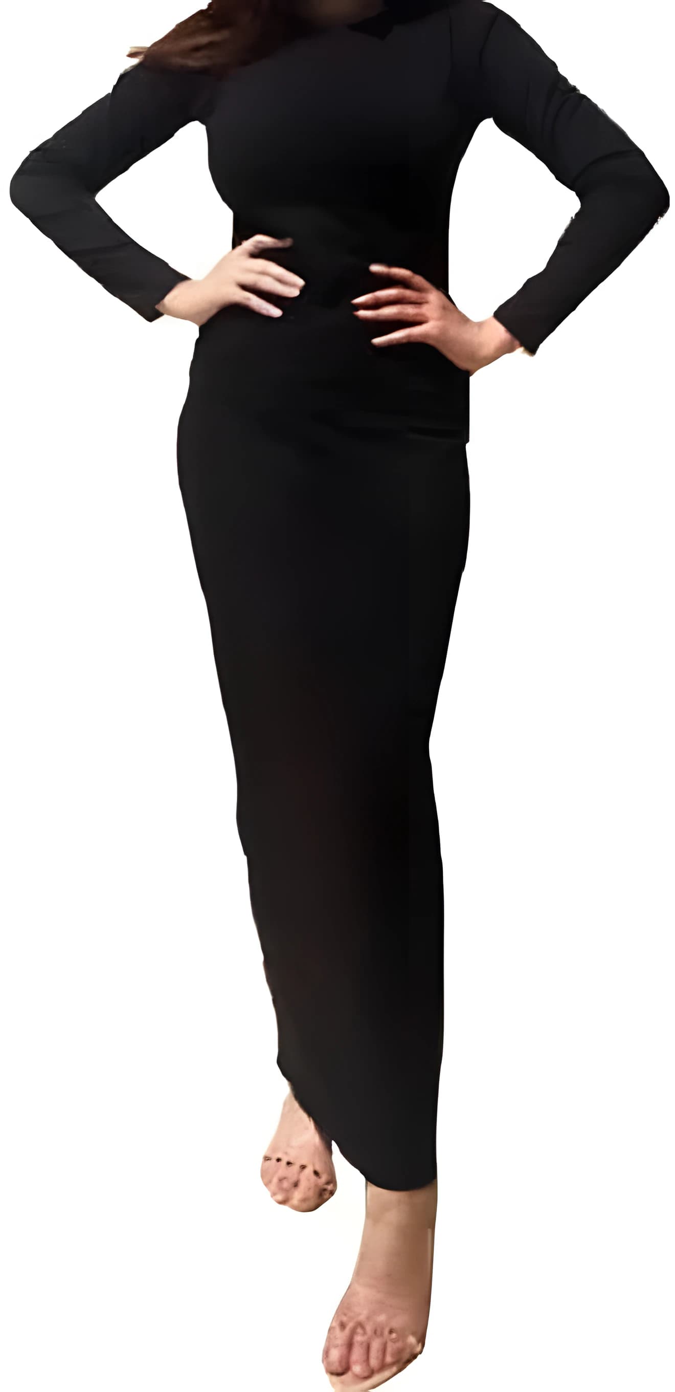 Women's Long Black Wrap Dress