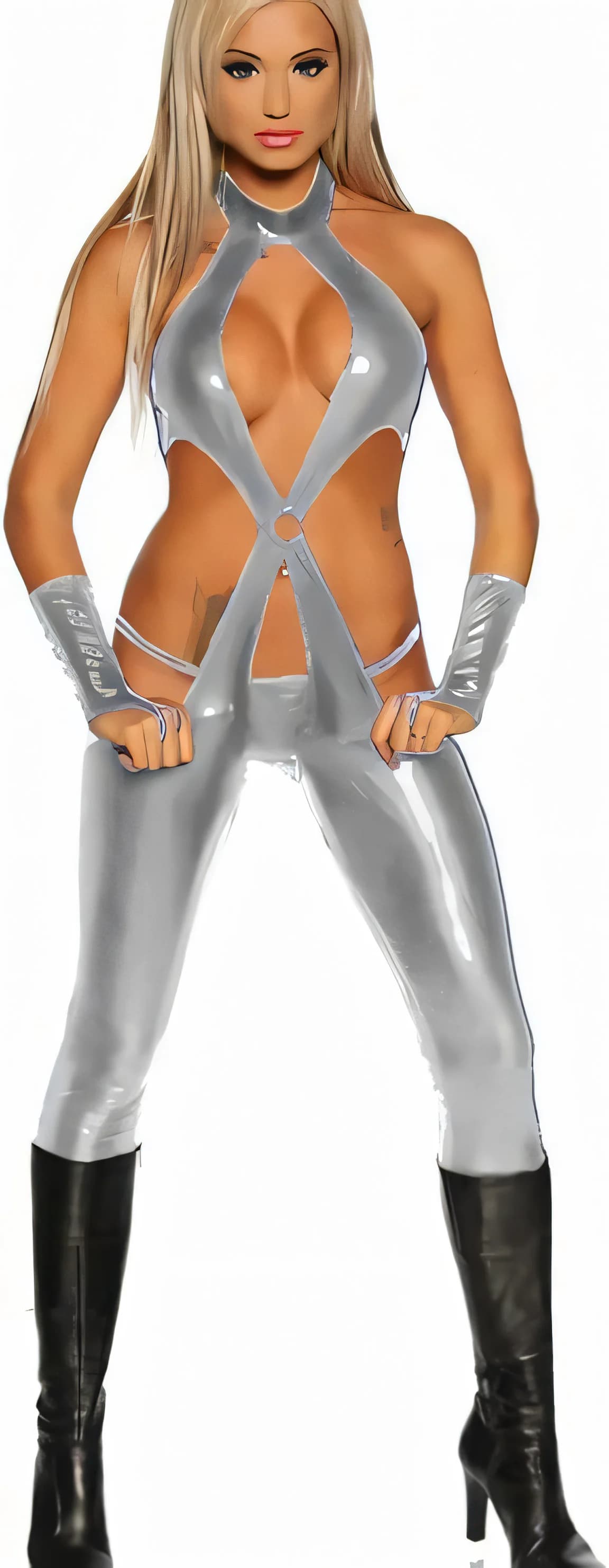 Silver Leather Lingerie No Boot Salpot