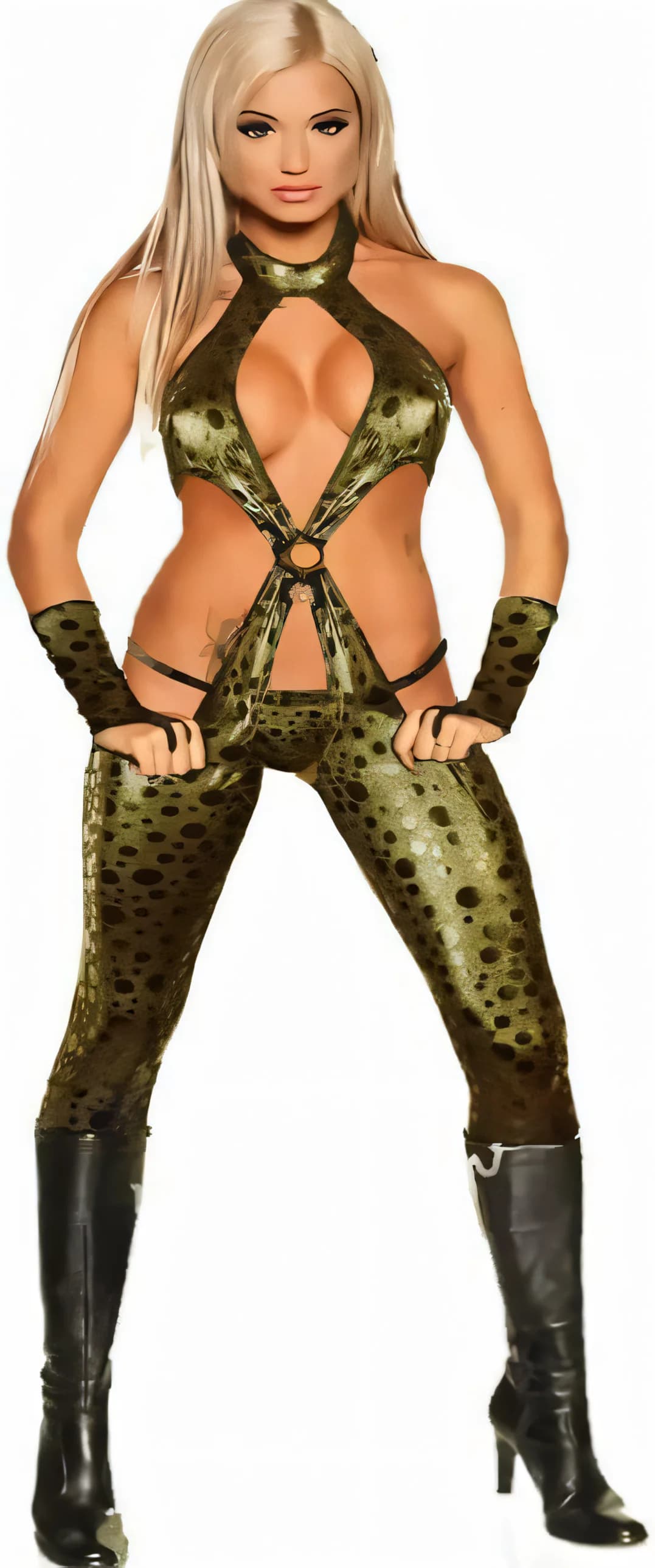 One Size Printed Leather Lingerie Set