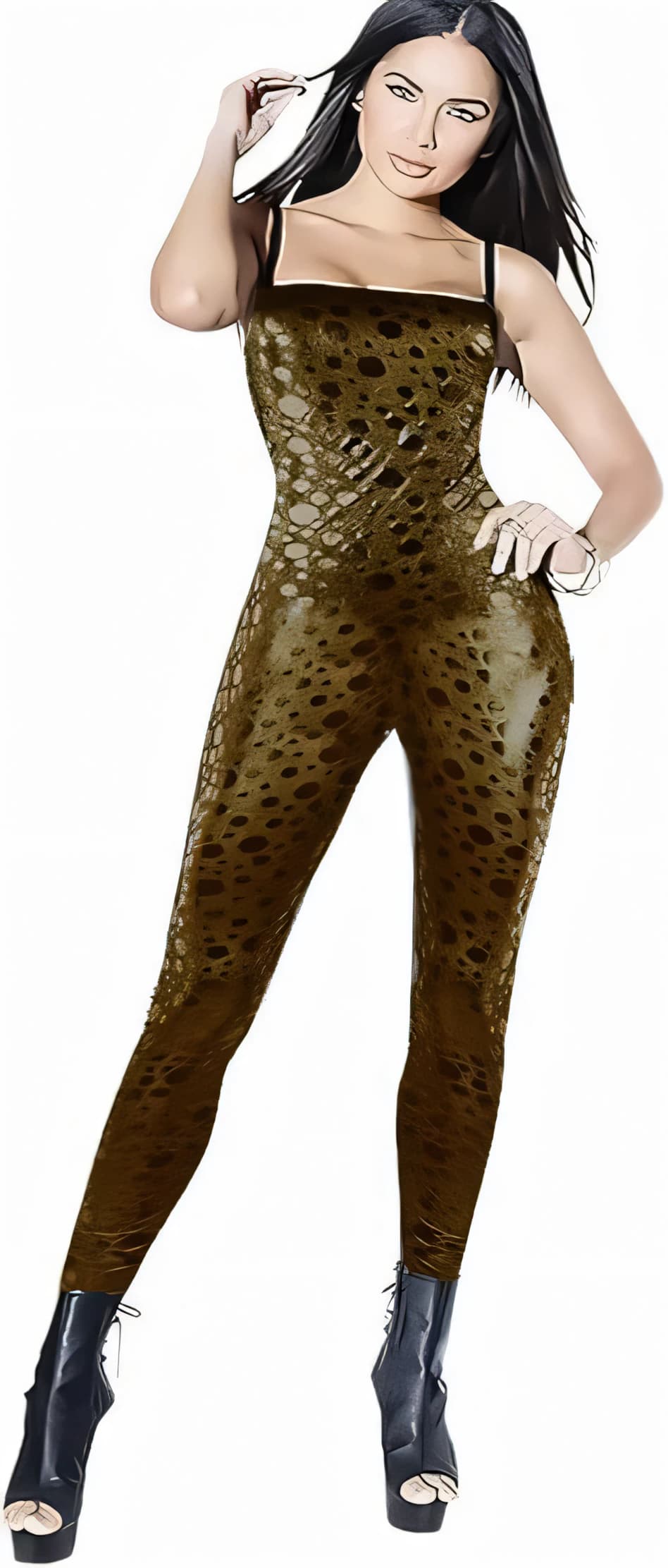 Gold Tiger Leather Sleeveless Salpot Lingerie