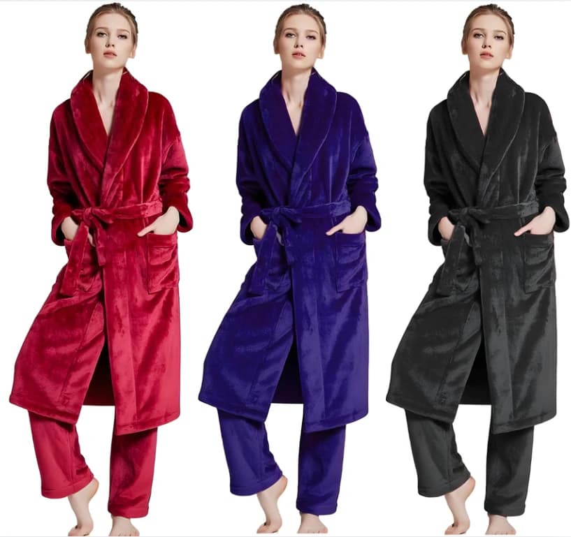 Fur Robe and Pants Set