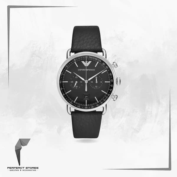 Emporio Armani Men's Chronograph Black Leather Watch AR11143 - Original