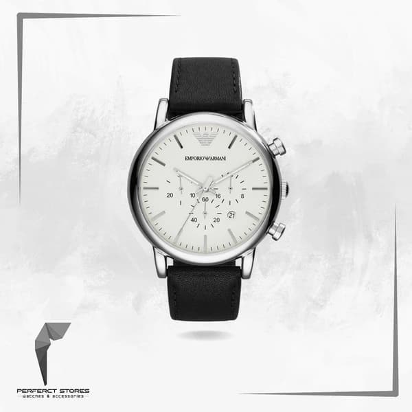 Emporio Armani Men's Chronograph Black Leather Watch AR1807 - Original