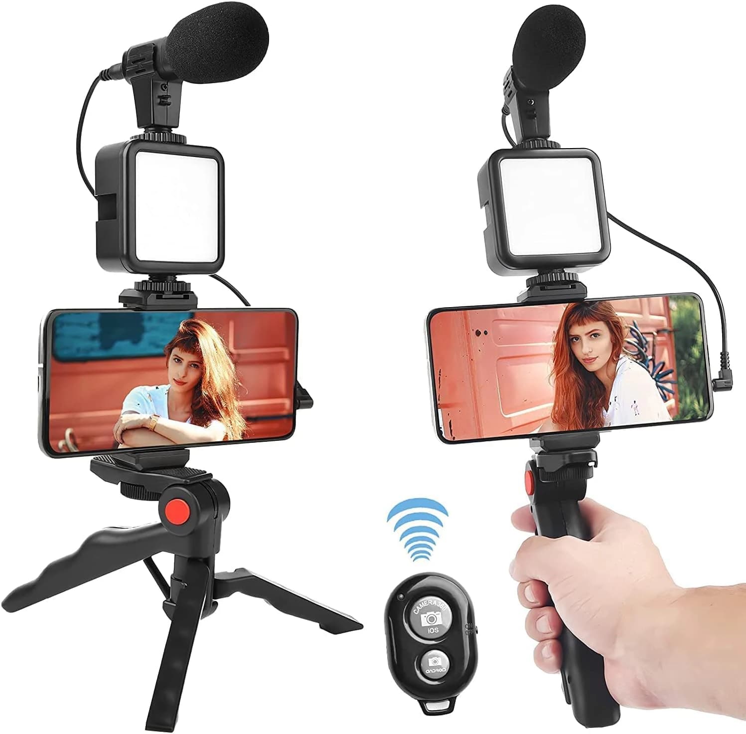 Video Making Kit with Microphone, LED Light and Mini Tripod