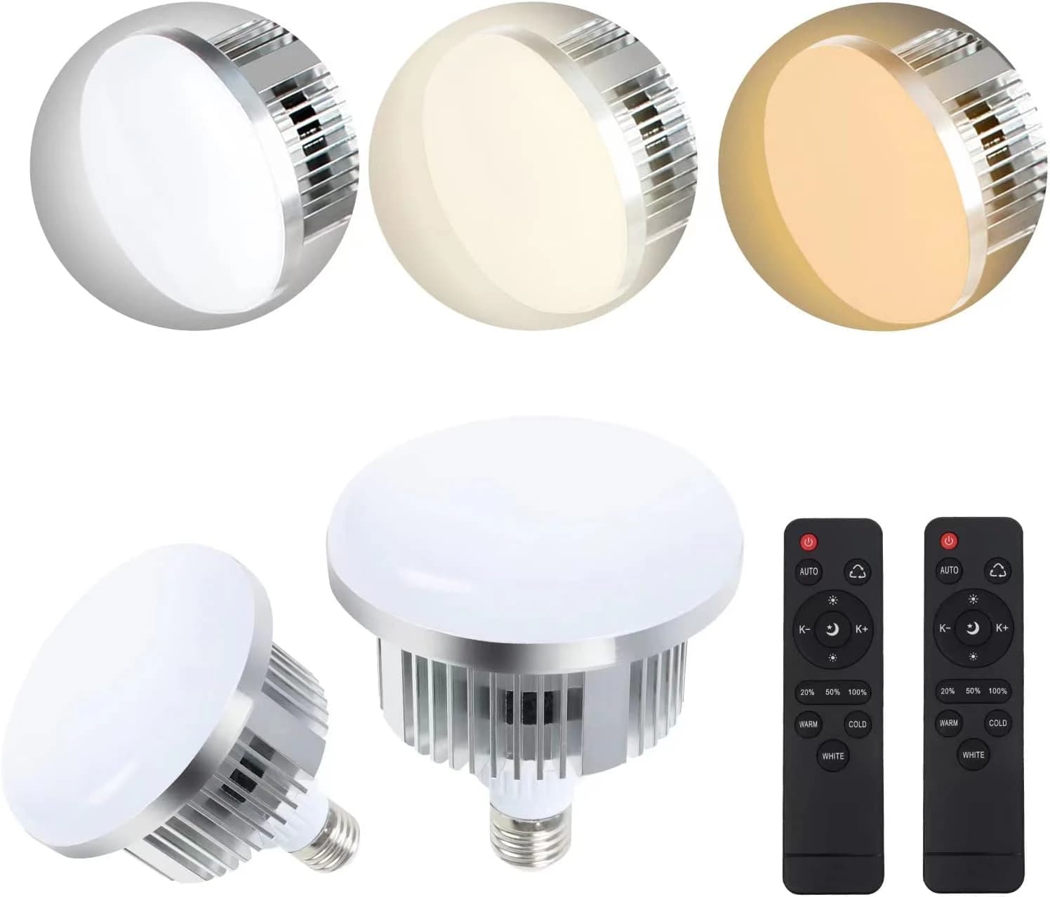 FGen 2×85W Bi-Color LED Photo Studio Bulbs with Remote Control