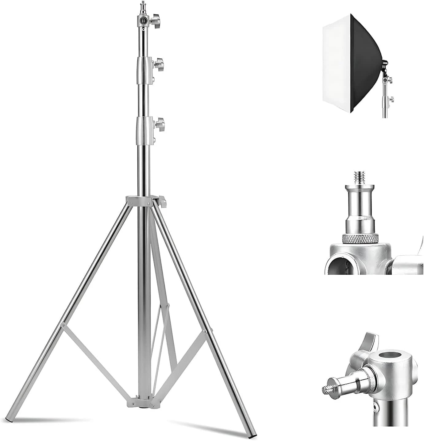 280cm Heavy Duty Stainless Steel Light Stand with Universal Adapter
