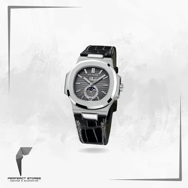 Patek Nautilus Moon Phase Black Leather - Master Copy