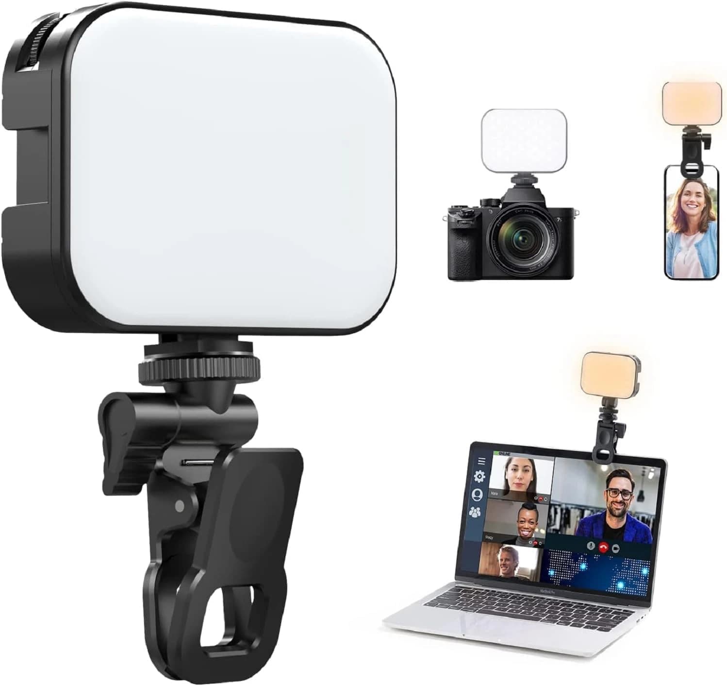 U80 Selfie Video Light with Clip Holder and 2000mAh Battery