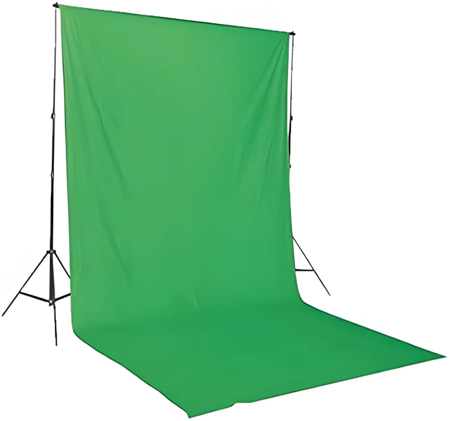 3×3m Photography Backdrop Stand with 3×5m Green Screen and 4 Clamps
