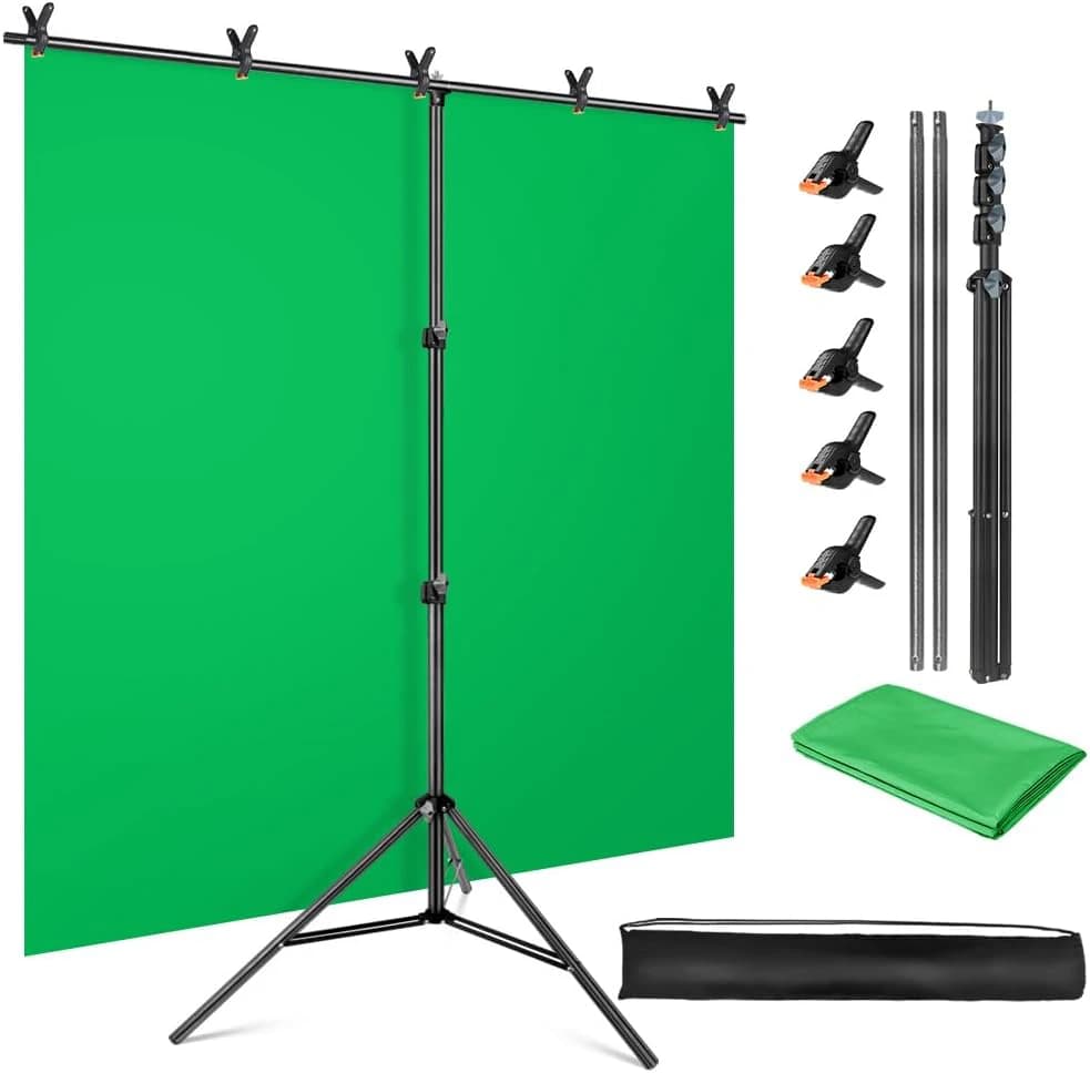 Green Screen Backdrop Kit with T-Shaped Stand 5×6.5ft