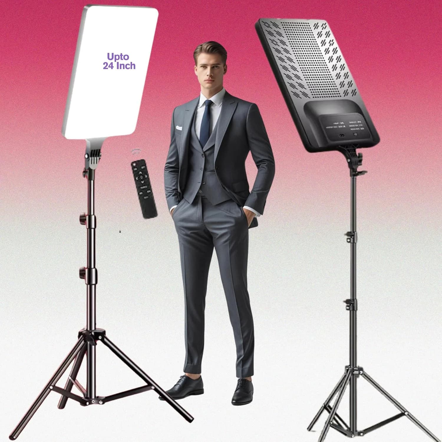 ADZOY 2-Pack 24-Inch LED Panel Light Kit with 7ft Tripods
