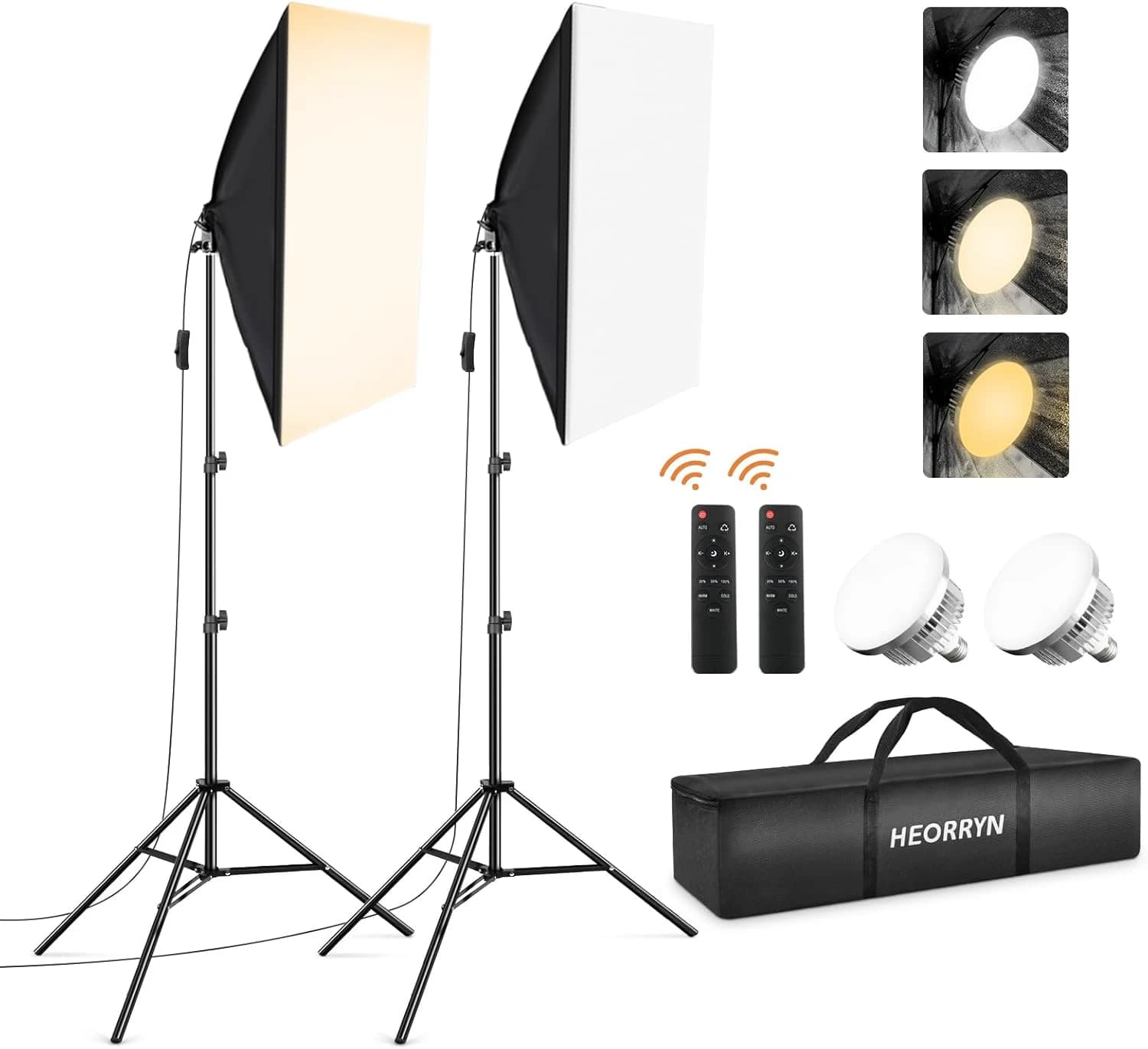Heorryn 85W LED Softbox Lighting Kit with Remote Control