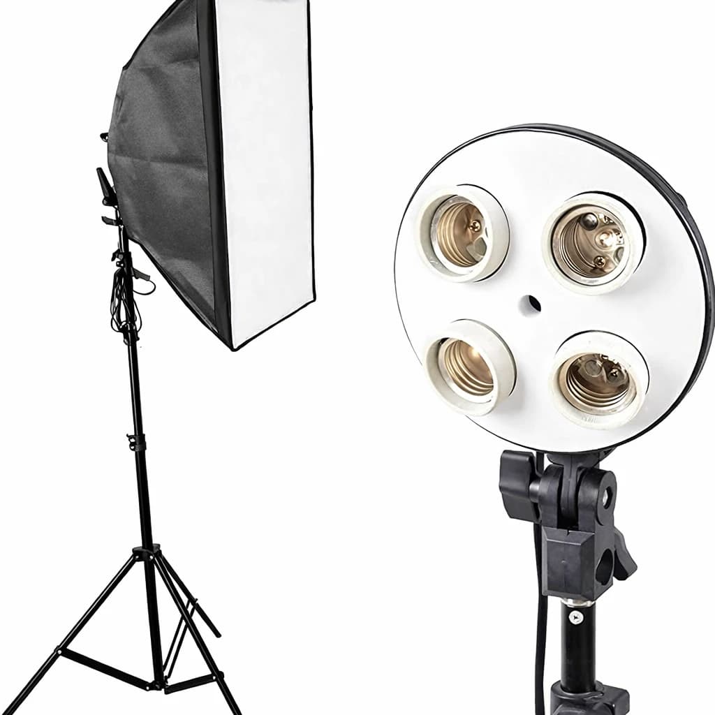 Photography Softbox Kit with 4-Lamp Holder