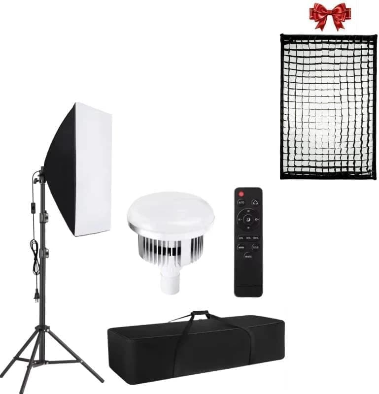 Studio Softbox Kit with 3 LED Bulbs, 50×70cm & 2m Stand