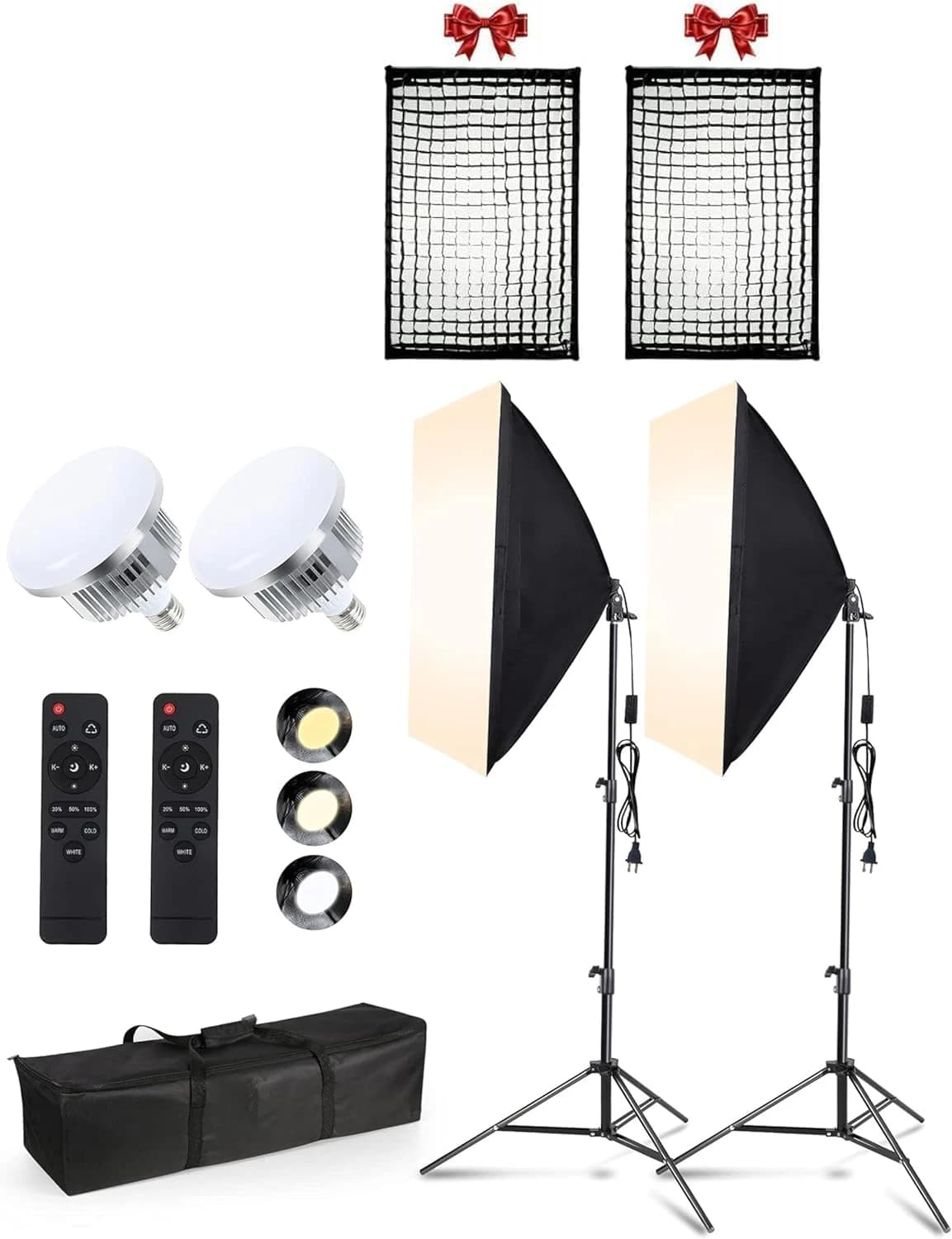 Continuous Lighting Kit with 2 Softboxes & 150W LED Bulbs