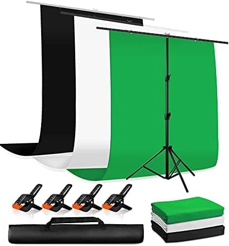 طقم خلفيات تصوير 5×6.5 قدم مع حامل و3 خلفيات