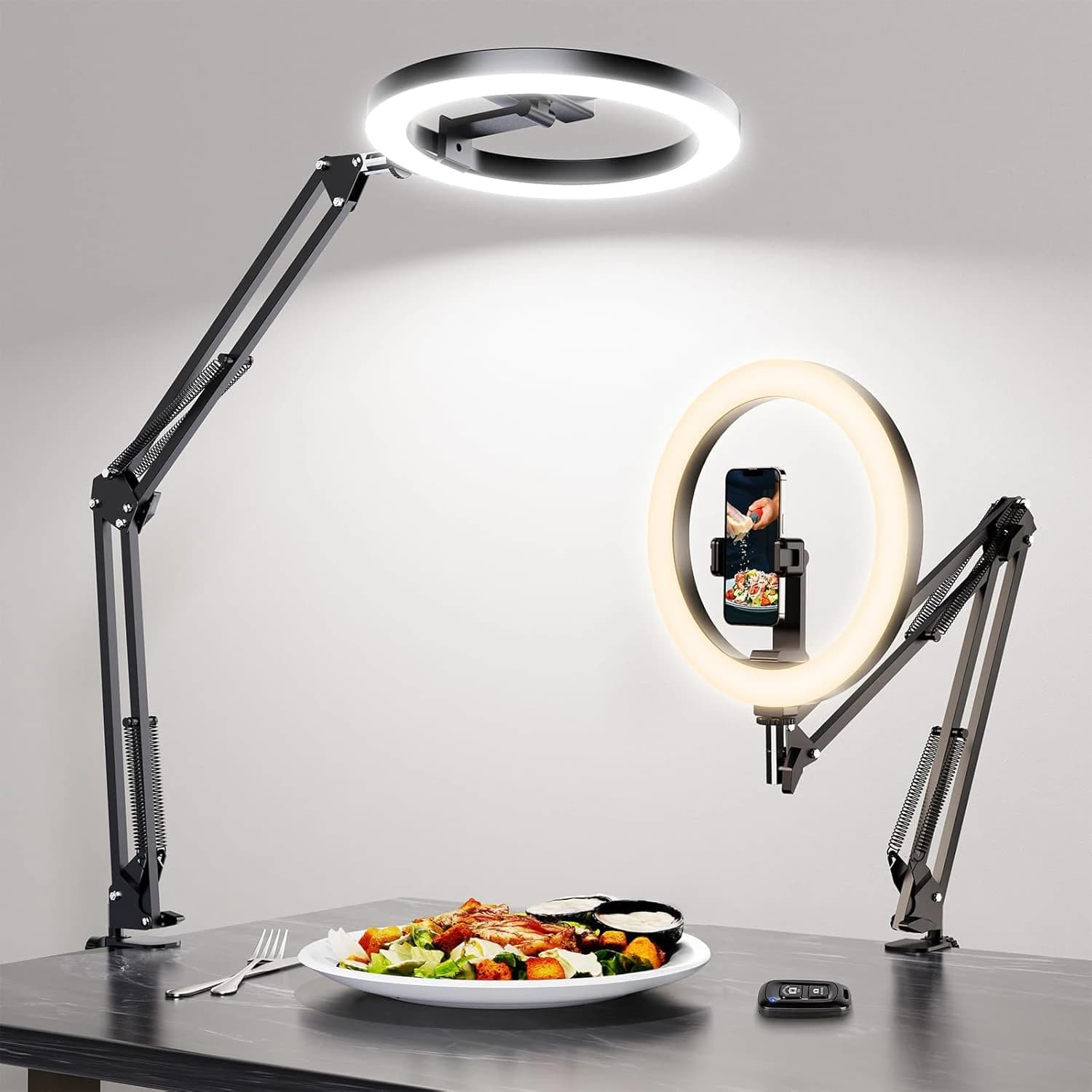 LUXSURE Overhead Phone Tripod with Ring Light