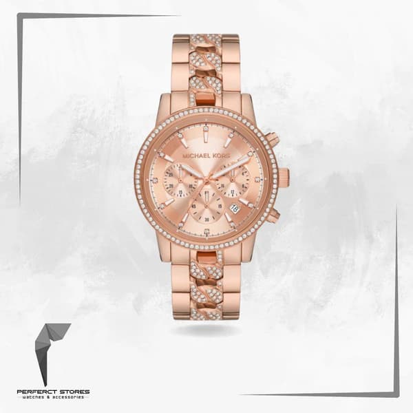 ساعة مايكل كورس النسائية Ritz Quartz روز جولد MK7223 - أوريجينال
