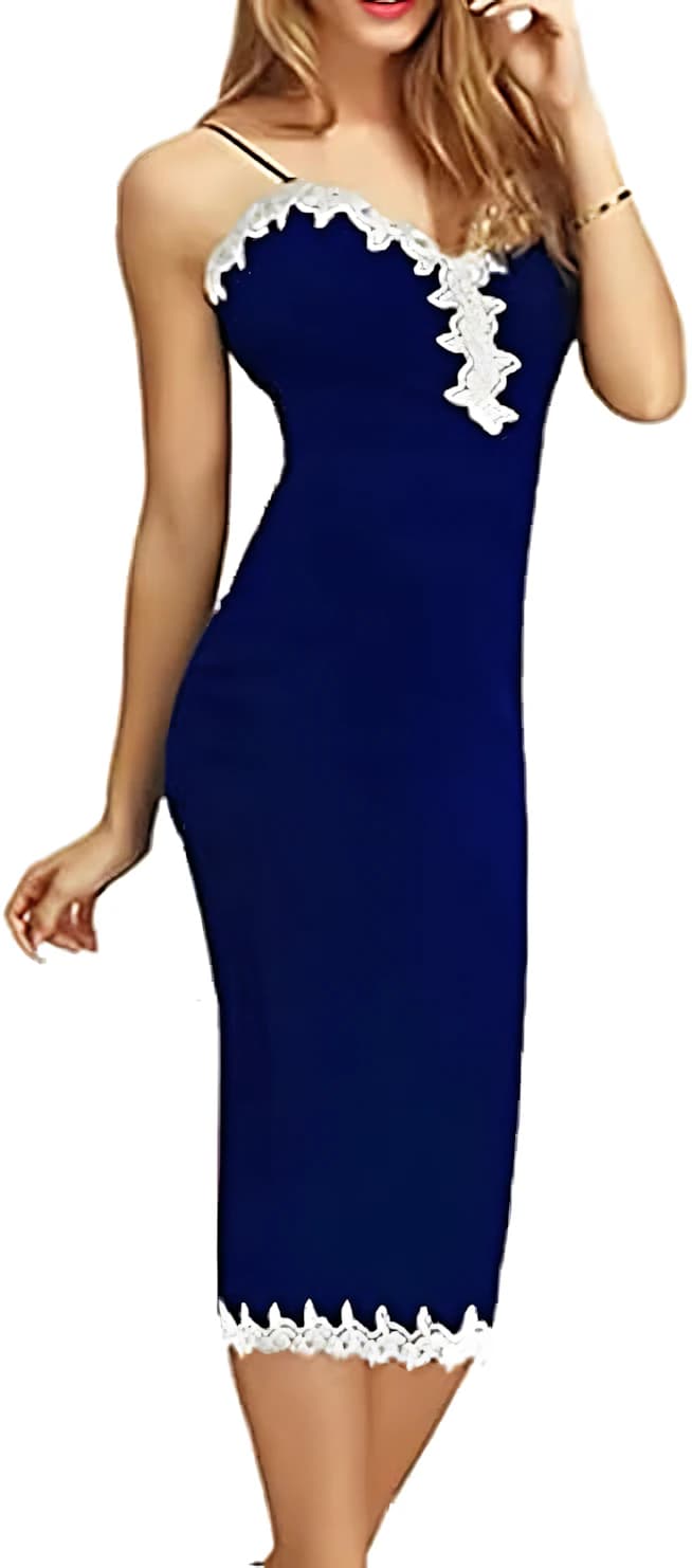 Women's Dress (White/Navy, X)