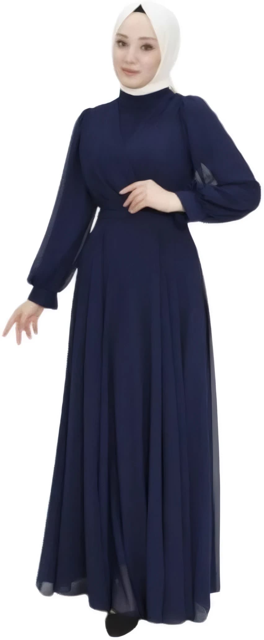 Double Neck Chiffon Hijab Evening Dress