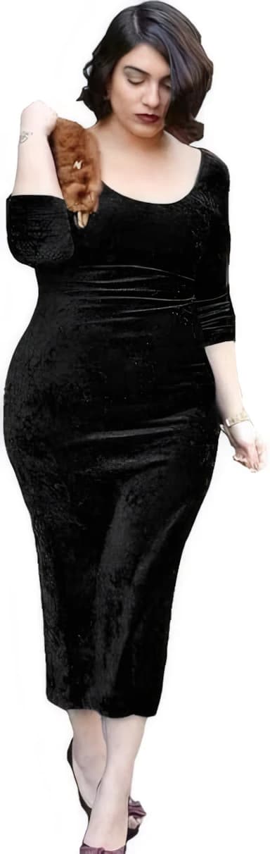 Womens Bitty Dress Velvet Black